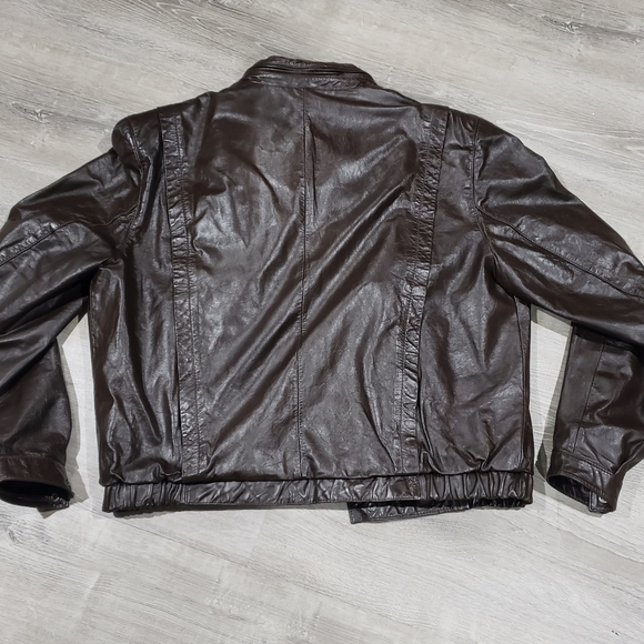 Leather Bomber Jacket Bermans Biker Jacket Bomber Jacket - Picture 3 of 5